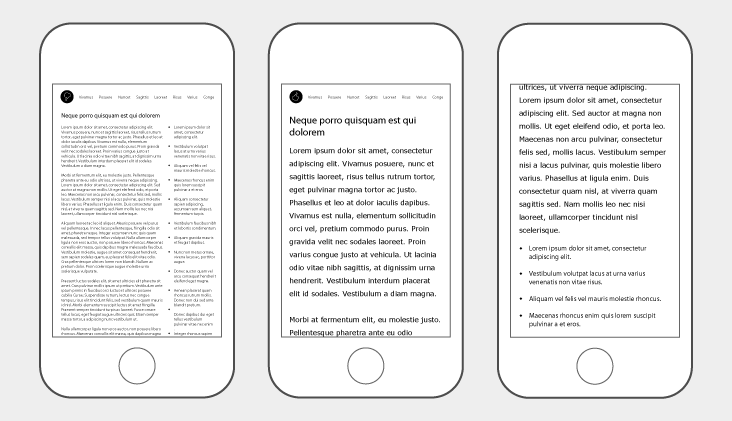 shows the differences between page layouts on desktop and mobile
