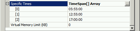 A screenshot showing our threerecycle times: 5:55 AM, 12:55 PM, and 5:00 PM