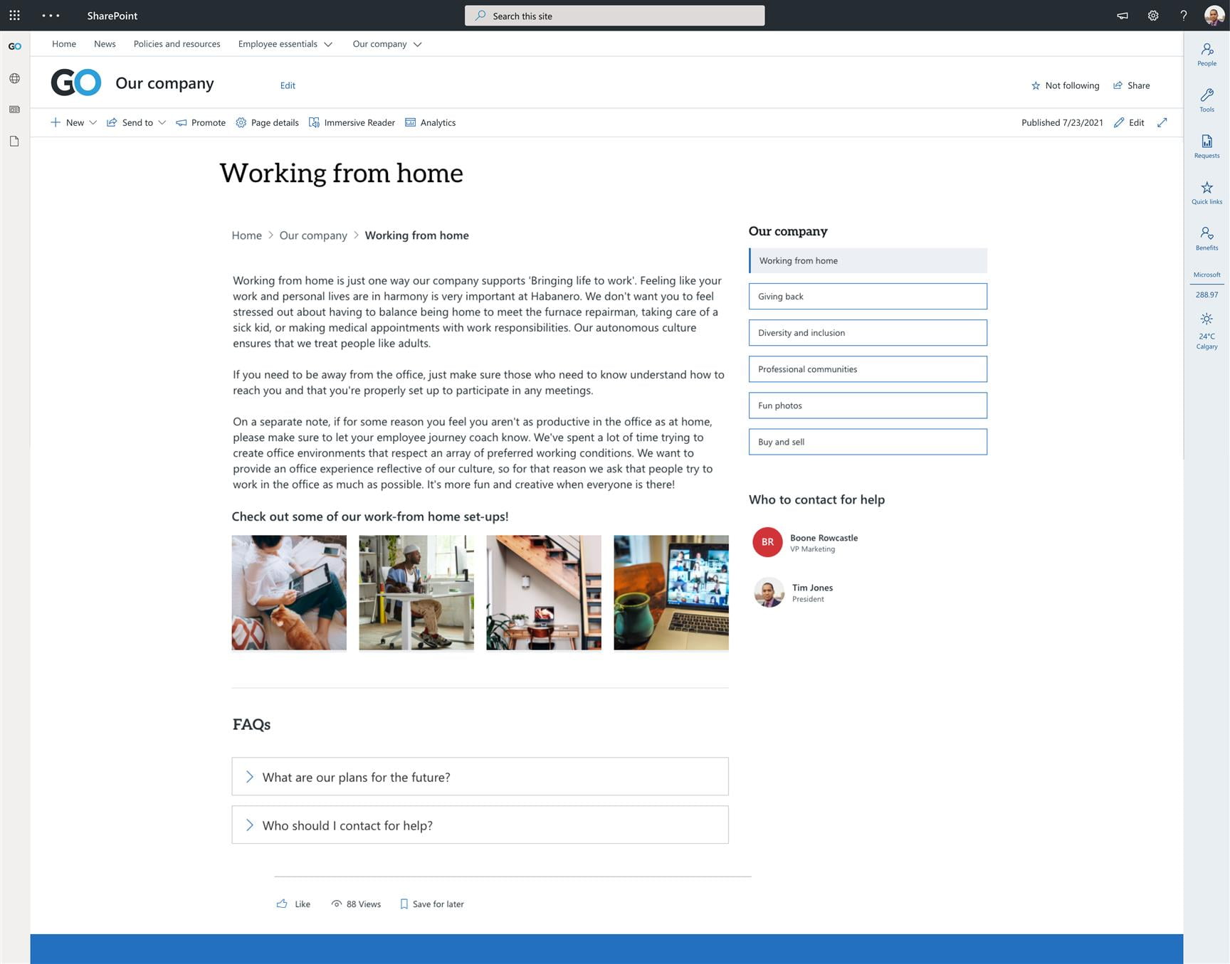 SharePoint design ideas - content pages | Habanero Consulting Inc.