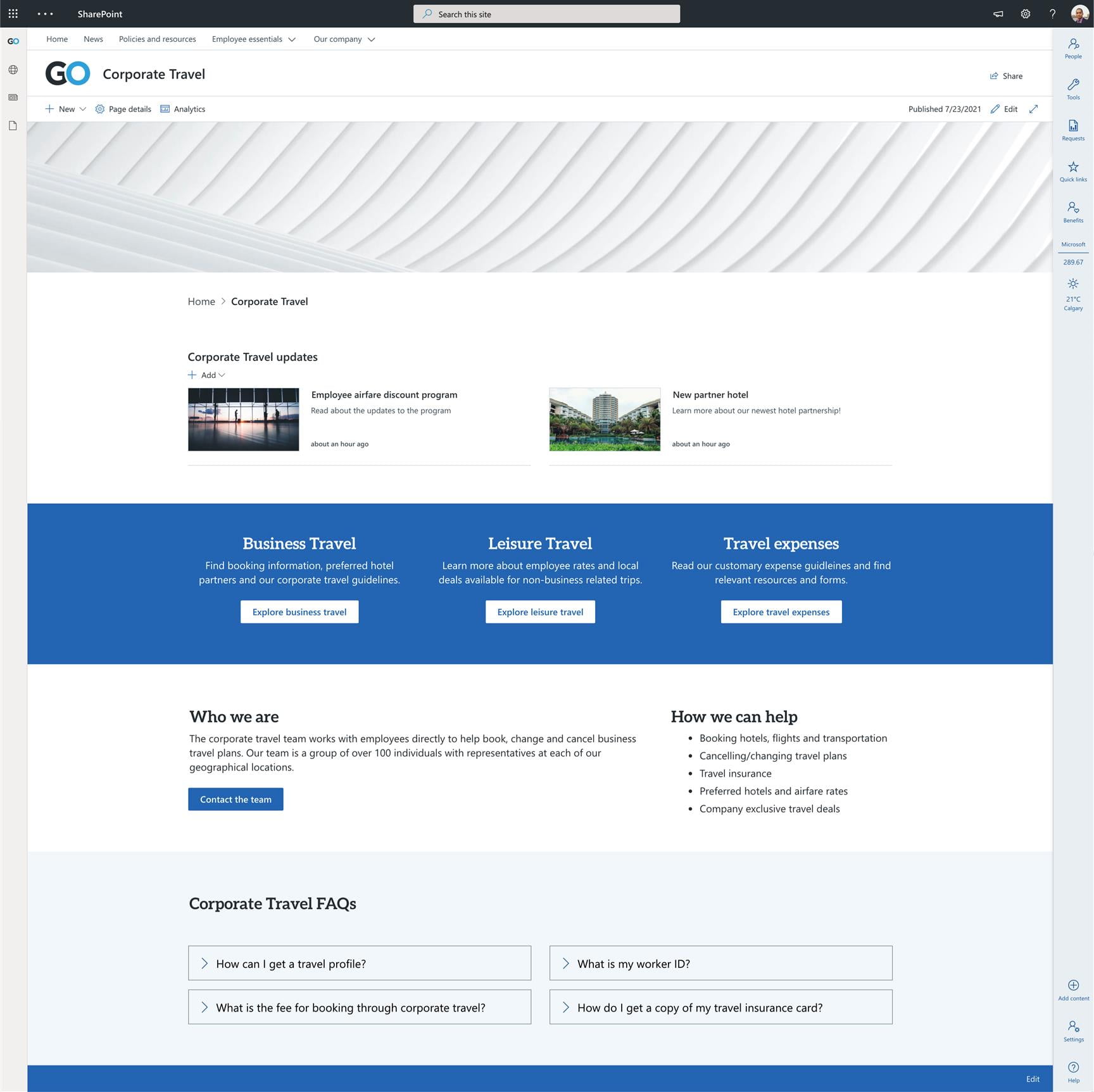Designing in modern SharePoint: Landing pages | Habanero Consulting Group