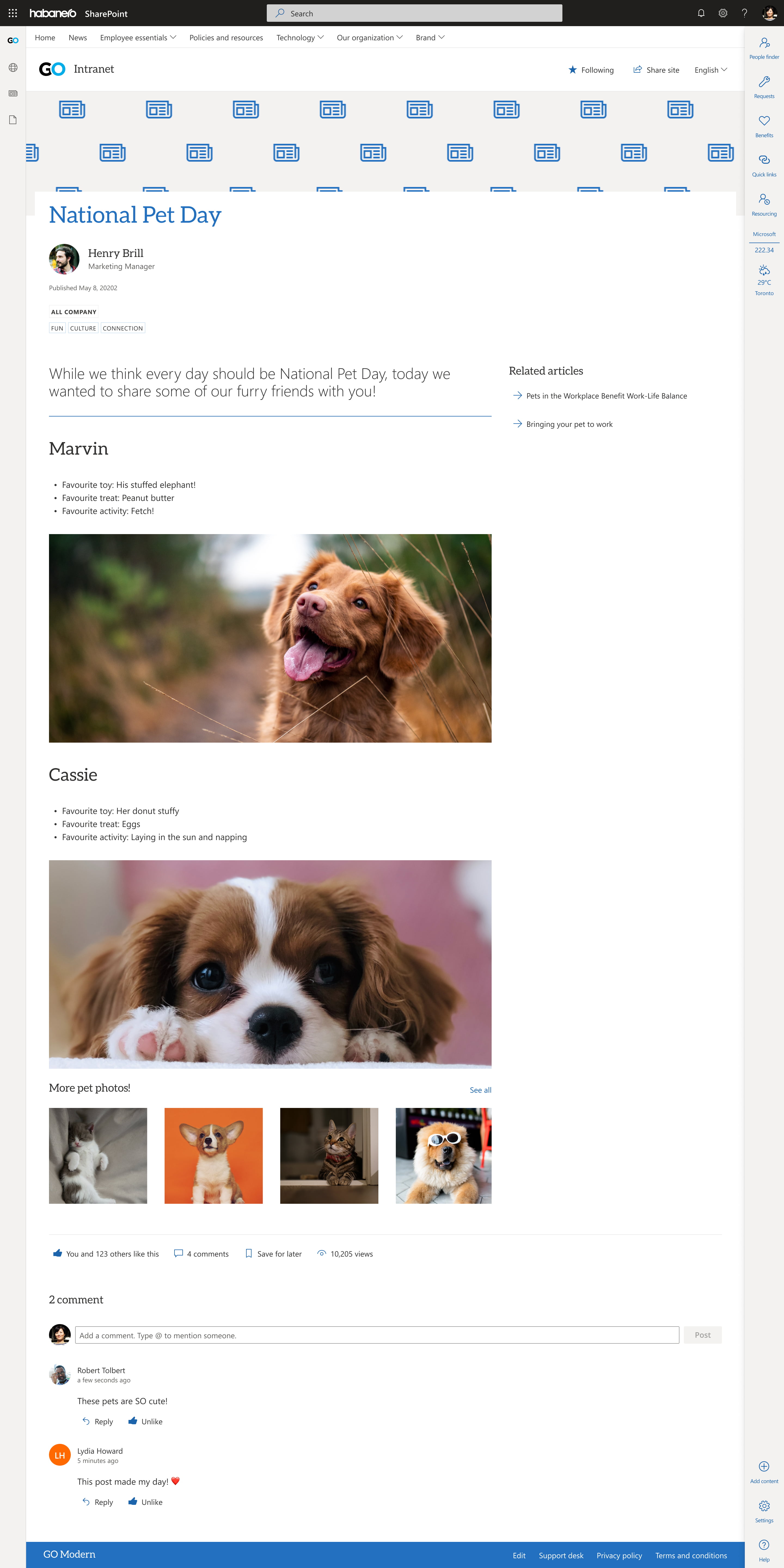 SharePoint design ideas - news articles | Habanero Consulting Inc.