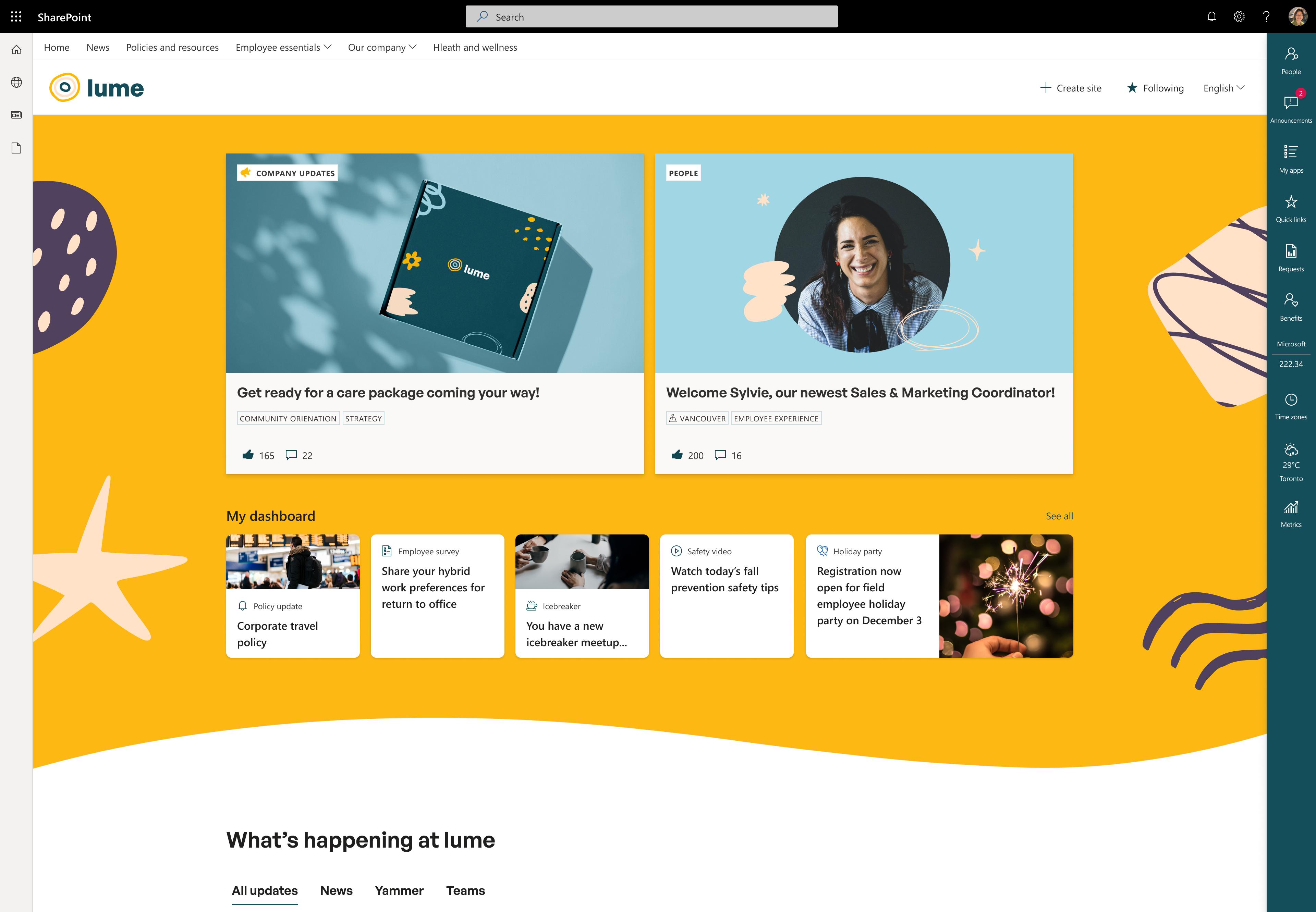 The top of a GO site with Lume branding.