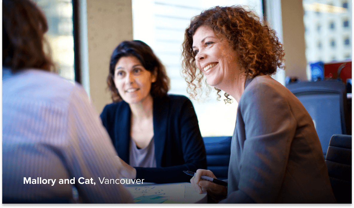 Mallory and Cat in the Vancouver office