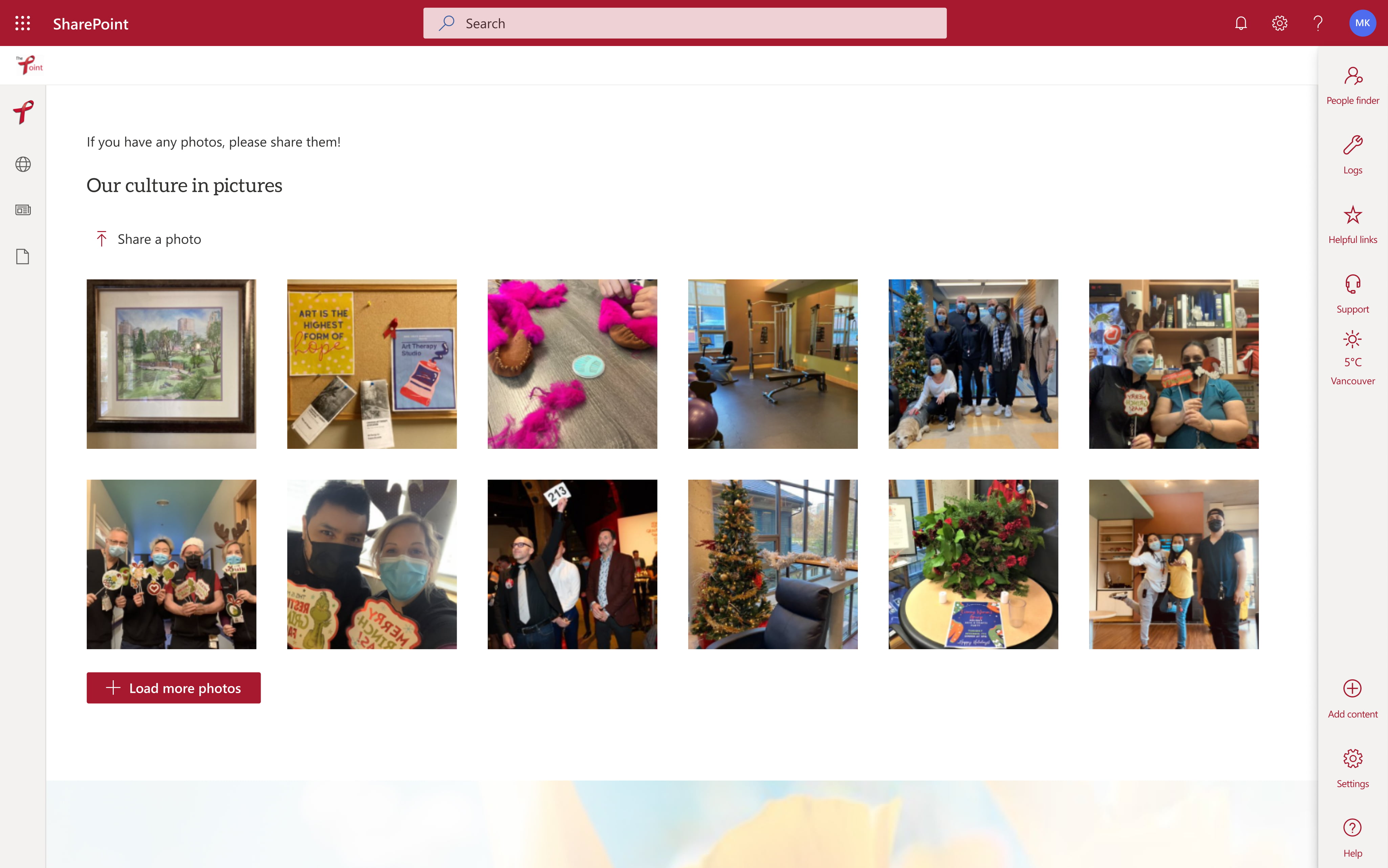 The desktop view of the submit a photo web part on Dr. Peter's GO intranet homepage.