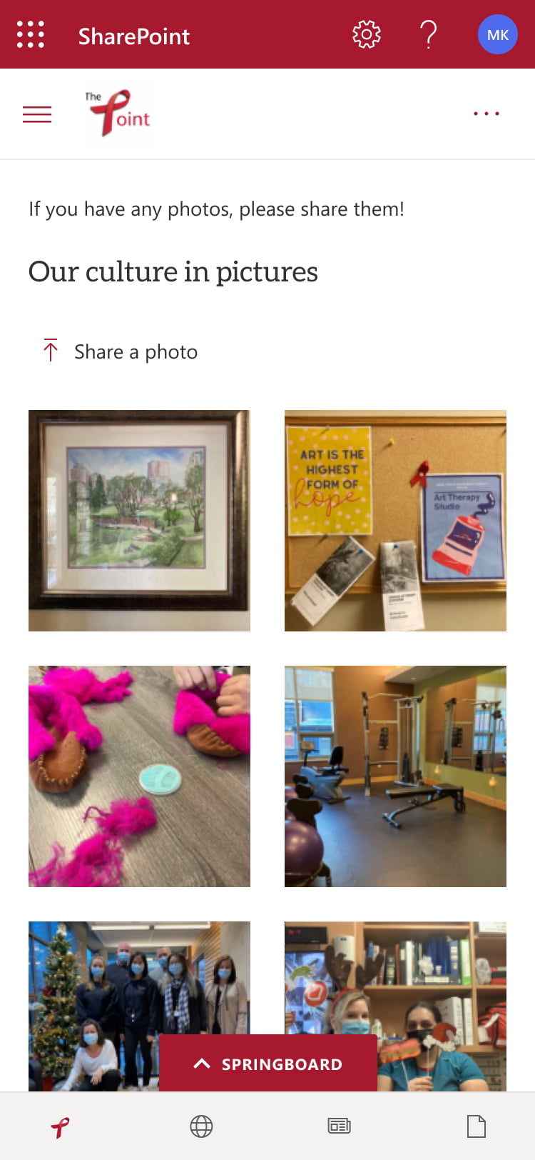 The mobile view of the submit a photo web part on Dr. Peter's GO intranet homepage.